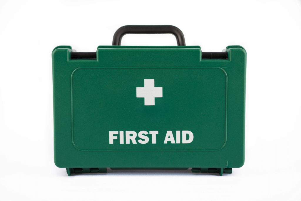 Green First Aid Kit in a Hard Shell Carrier