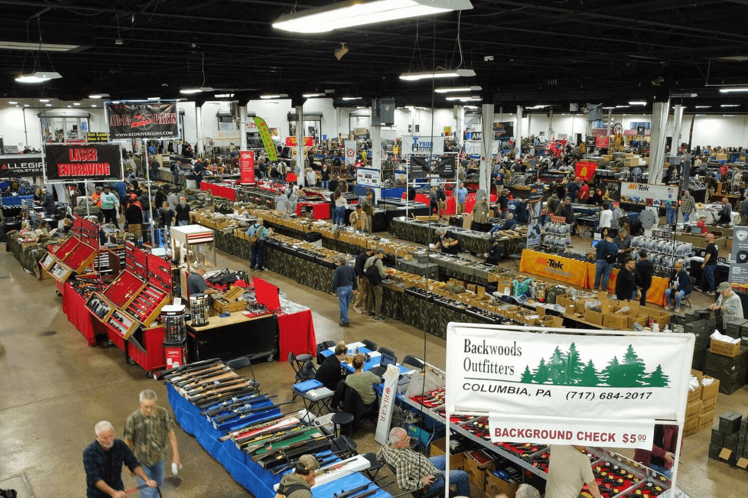 Aerial View of a Gun Show in Pennsylvania Hosted by Eagle Shows